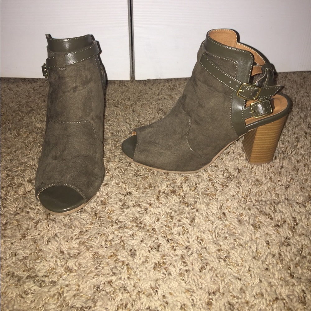 Faux Suede Olive Green Shooties